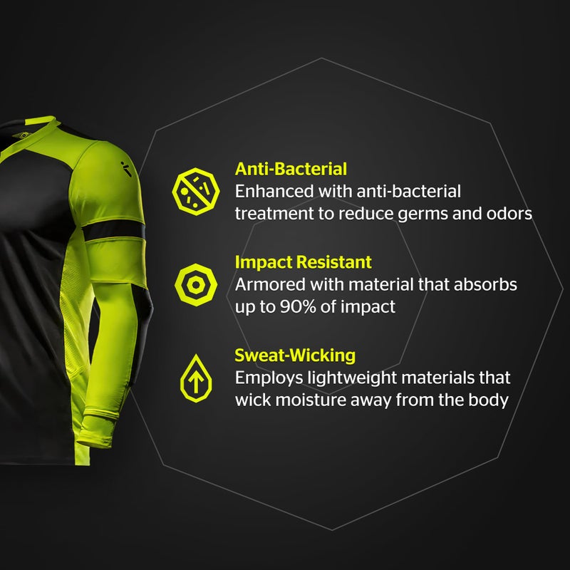 Storelli ExoShield Gladiator Goalkeeper Jersey, High-Impact Protection, Sweat-Wicking, Breathable Athletic Shirt for Soccer & Heavy-Duty Sports, Coral/Black, Medium - Image 4